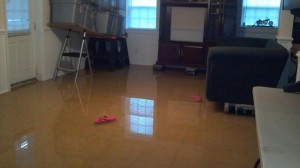 3 inches of water in Tony's house due to Hurricane Sandy causing the Severn River to flood in Gloucester, Virginia
