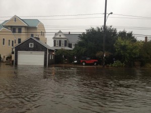 West Ocean View Avenue in Norfolk Virginia flooded due to Hurricane Sandy