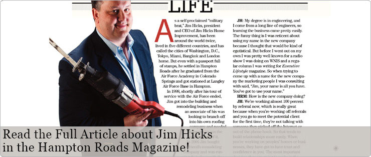 Success Profile for Jim Hicks in Hampton Roads Magazine