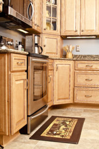 kitchen cabinets, stainless steel appliances, granite countertops